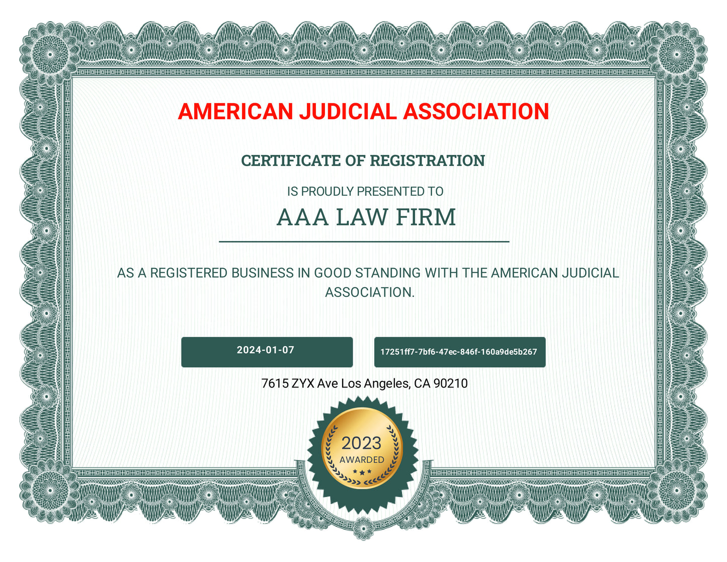 American Judicial Association Registration