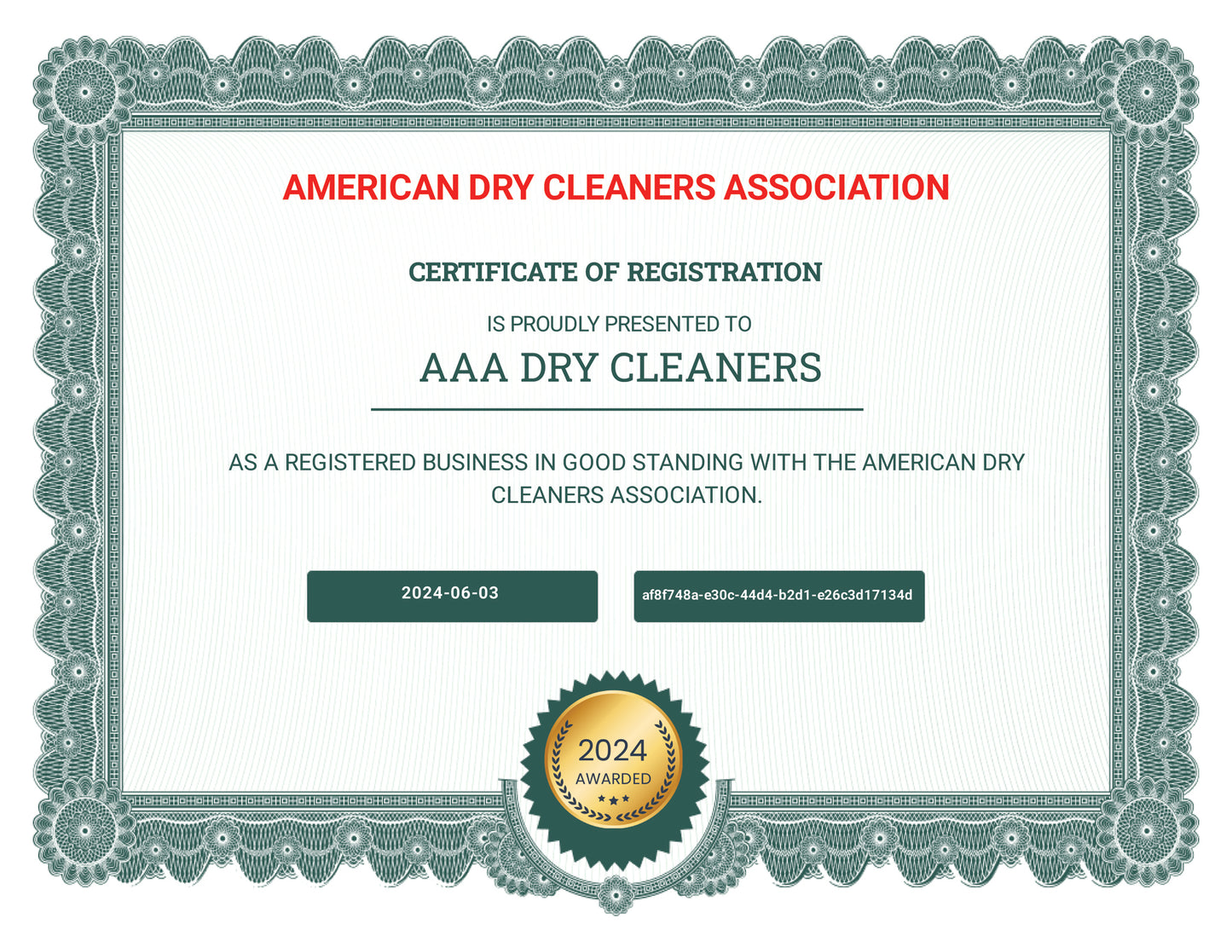 American Dry Cleaners Association Registration