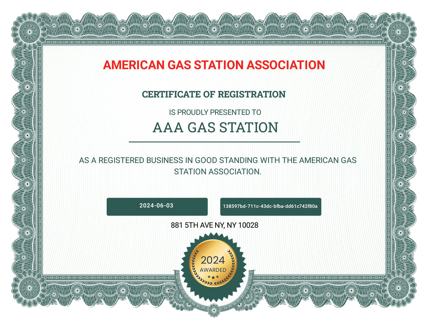American Gas Station Association Registration Badge