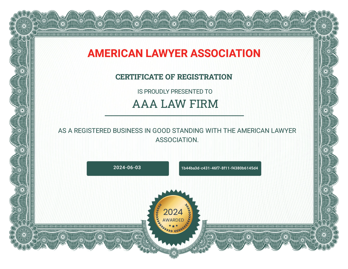 American Lawyer Association Registration