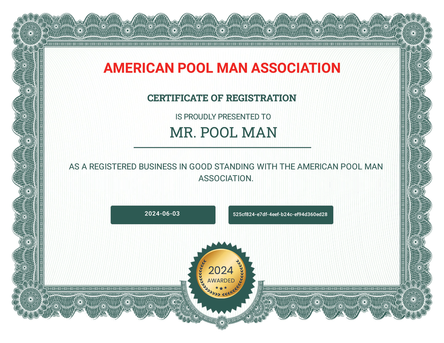 American Pool Man Association Registration