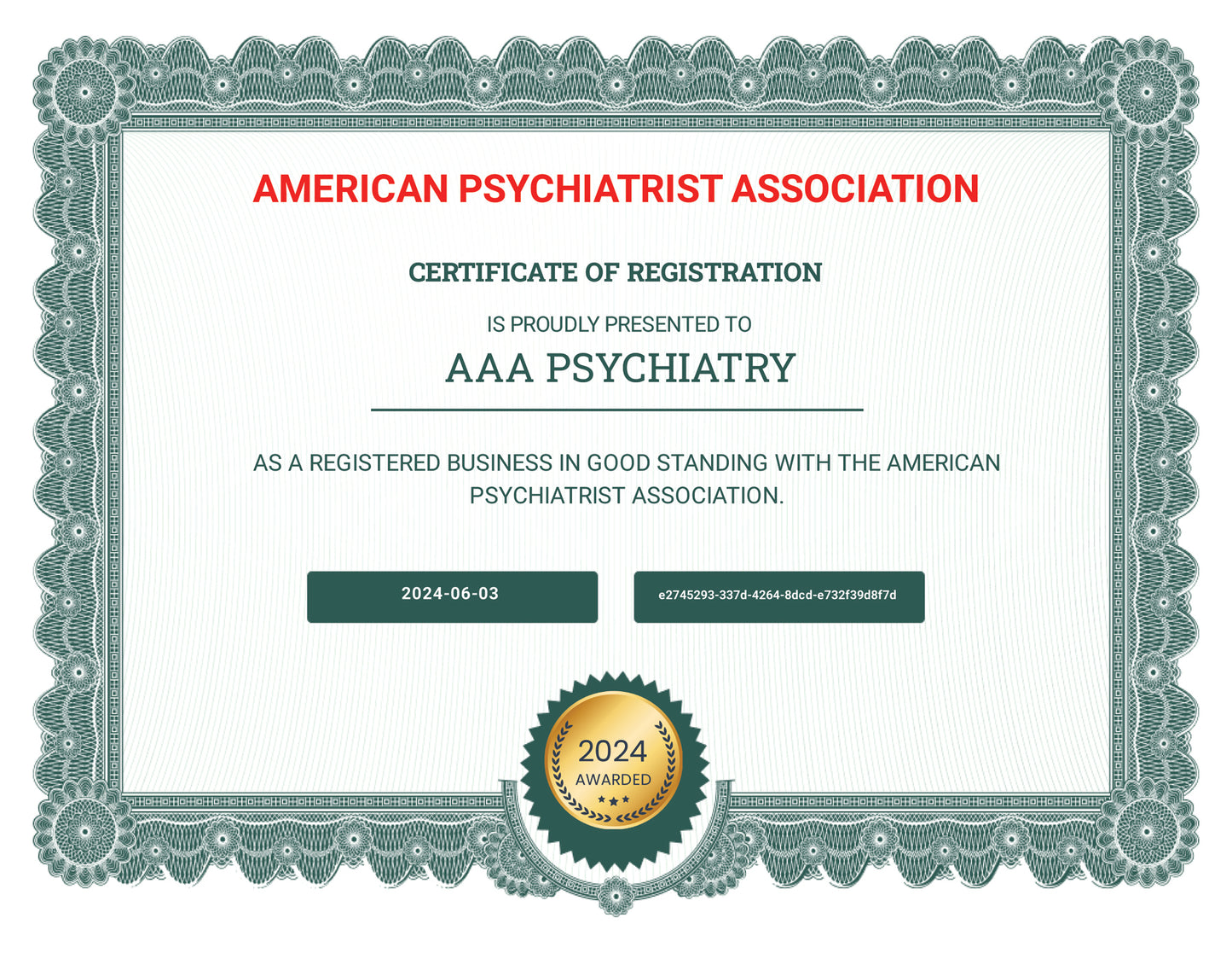 American Psychiatrist Association Registration