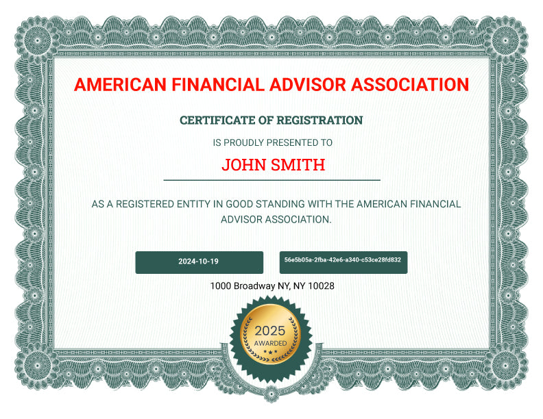 American Financial Advisor Association Registration
