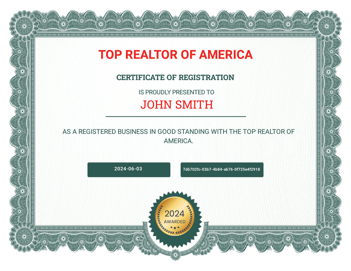 Top Realtor of America Registration