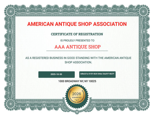 American Antique Shop Association Registration